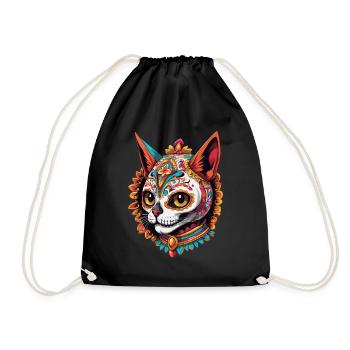 Chat Mexique Sugar Skull Dia De Muertos Design - Sac de sport léger - noir - Devant
