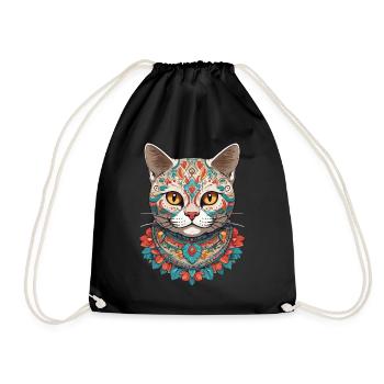 Sugar Skull Mexique chat Design esthétique - Sac de sport léger - noir - Devant