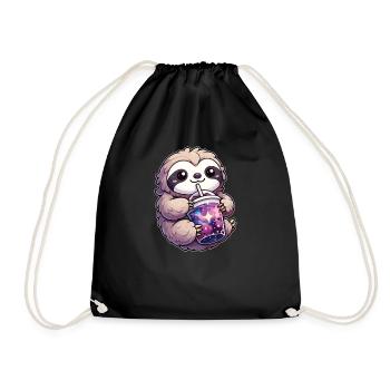 Faultiere trinken Bubble Tea Galaxie Boba Faultier - Turnbeutel - Schwarz - Vorne