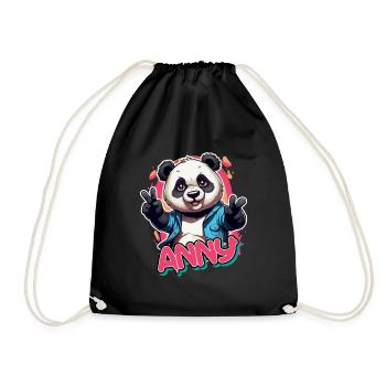 ANNY - Beautiful girl name with cool panda - Drawstring Bag - black - Front