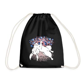 Bunny Nature Spring Butterflies Insects - Drawstring Bag - black - Front