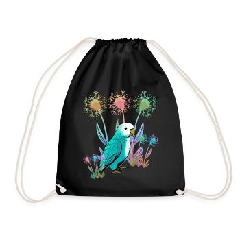 nature, flowers, parrot, bird, wilderness - Drawstring Bag - black - Front