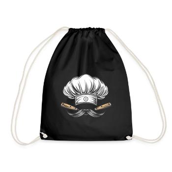 Chef's hat with knives and mustache - Drawstring Bag - black - Front