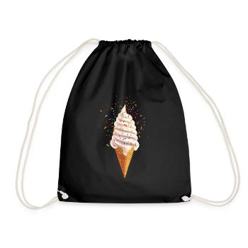 Sommerfreude Mit Buntem Eiscreme Motiv - Turnbeutel - Schwarz - Vorne