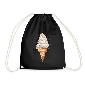 Sommerfreude Mit Buntem Eiscreme Motiv - Turnbeutel - Schwarz - Vorne