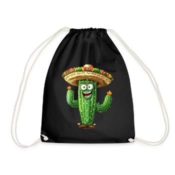 Drôle de cactus avec sombrero ardent - Sac de sport léger - noir - Devant