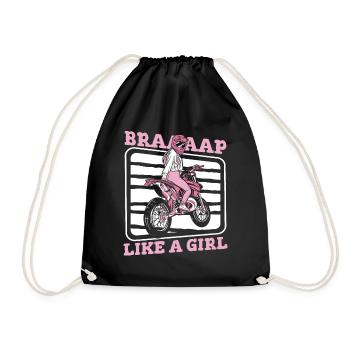 Braap Like A Girl Supermoto Motorcycle Racing - Drawstring Bag - black - Front