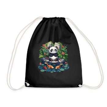 Panda Bear, Koi Fish, Panda géant japonais - Sac de sport léger - noir - Devant