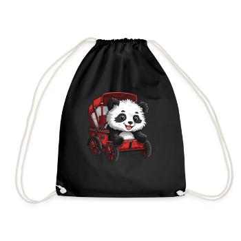Panda Bear Rickshaw Japanese Giant Panda - Drawstring Bag - black - Front