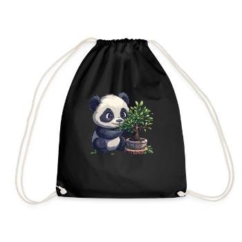 Panda Ours Bonsaï Panda géant japonais - Sac de sport léger - noir - Devant