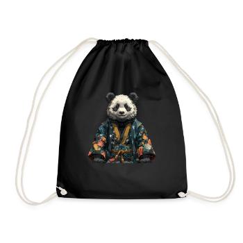 Pandabär Kimono Japanischer Riesenpanda - Turnbeutel - Schwarz - Vorne