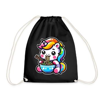 Japonais Kawaii Licorne Ramen Cuisine Asiatique - Sac de sport léger - noir - Devant