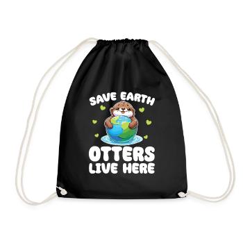 Rettet die Erde Otters leben hier Earth Day - Turnbeutel - Schwarz - Vorne