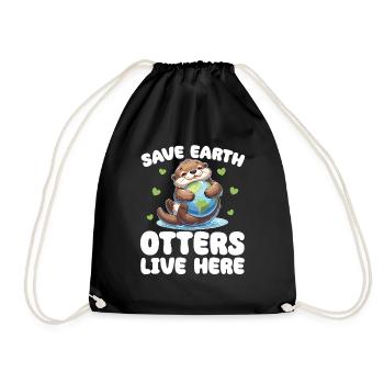 Rettet die Erde Otters leben hier Earth Day - Turnbeutel - Schwarz - Vorne
