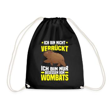 Wombat Marsupial Obsessed with Wombat - Drawstring Bag - black - Front