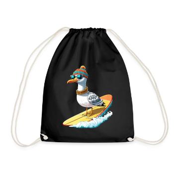 Hambourg Mouette Surf Surfeur Côte Vague Mer Drôle - Sac de sport léger - noir - Devant