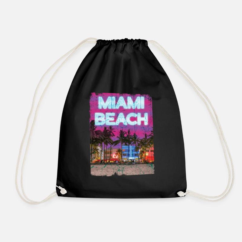 Miami 80er Retro Vaporwave - Turnbeutel - Schwarz