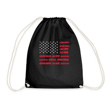 USA Flag Train Trains Hobby Train Spotter - Drawstring Bag - black - Front