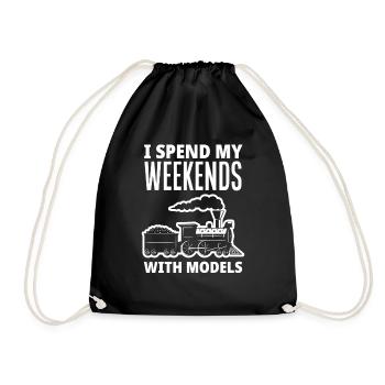 Weekend Model Train Trains Hobby - Drawstring Bag - black - Front