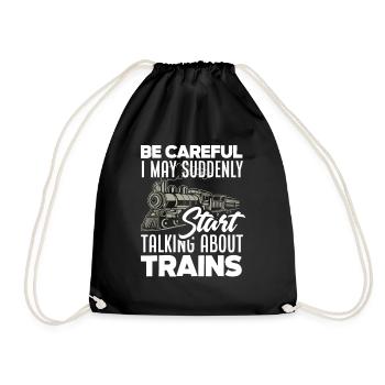 Train Trains Tracks Locomotive Model Making - Drawstring Bag - black - Front
