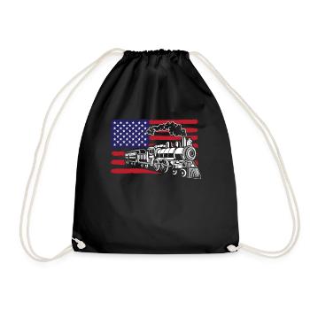 Amerikanische Flagge USA Zug Züge Zugfahrer - Turnbeutel - Schwarz - Vorne