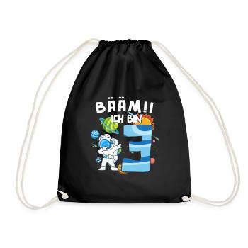 Bääm Ich bin 3 Astronaut - Turnbeutel - Schwarz - Vorne