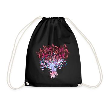 arbre, printemps, insectes, papillons, nature - Sac de sport léger - noir - Devant