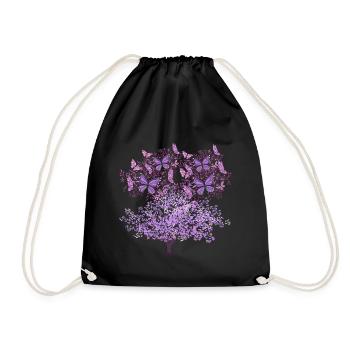 arbre, printemps, insectes, papillons, nature - Sac de sport léger - noir - Devant