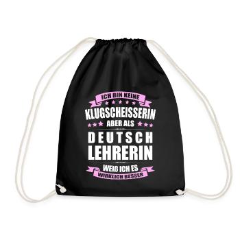 Deutschlehrerin Lehrerin Erinnerung Lehrer - Turnbeutel - Schwarz - Vorne