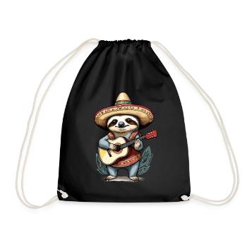 Sloth, Mariachi, Mexico, Music, Fiesta - Drawstring Bag - black - Front