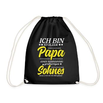 Proud Dad T-Shirt Gift from Son - Drawstring Bag - black - Front