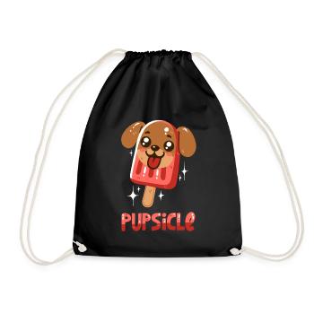 Hund-Eis am Stiel - Turnbeutel - Schwarz - Vorne