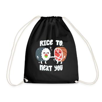 Sushi and Meat Pun - Drawstring Bag - black - Front