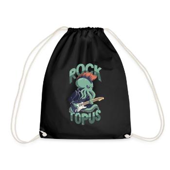 Rocker Octopus / Pun / Rocktopus - Drawstring Bag - black - Front