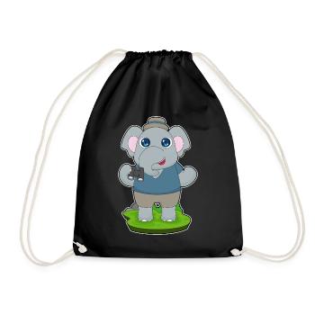 Elephant Binoculars - Drawstring Bag - black - Front