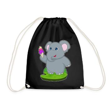 Elefant Waffeleis - Turnbeutel - Schwarz - Vorne