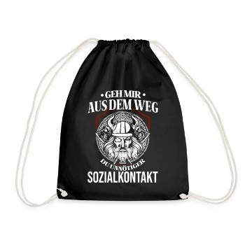 Wikinger Tshirt Viking Valhalla Walhalla Gott Odin - Turnbeutel - Schwarz - Vorne