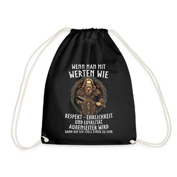 Wikinger Tshirt Viking Valhalla Walhalla Gott Odin - Turnbeutel - Schwarz - Vorne