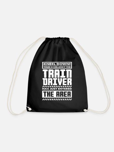 Train Driver Train Trains Hobby - Drawstring Bag - black