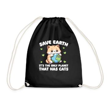 Ist der einzige Planet mit Katzen Earth Day - Turnbeutel - Schwarz - Vorne