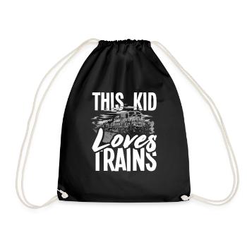 Young Girl Kids Train Trains Hobby - Drawstring Bag - black - Front