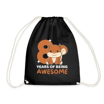Squirrel for 8th birthday children eight years - Drawstring Bag - black - Front