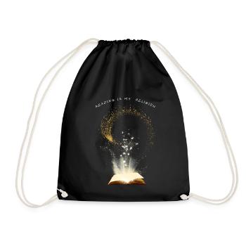 Reading is my religion - Drawstring Bag - black - Front