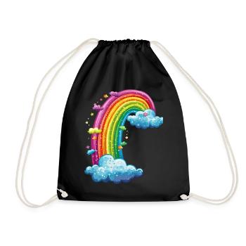 Arc-en-ciel coloré avec dessin de nuages - Sac de sport léger - noir - Devant