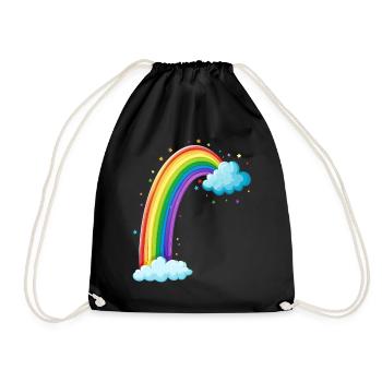 Arc-en-ciel coloré avec dessin de nuages - Sac de sport léger - noir - Devant