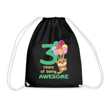 Meerkat for 3rd birthday children three years - Drawstring Bag - black - Front
