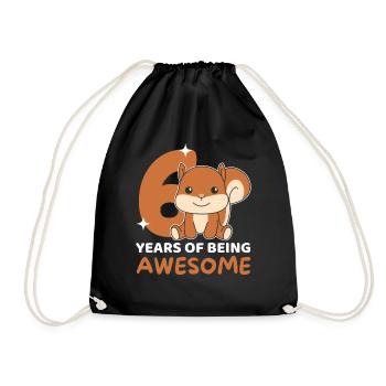 Squirrel for 6th birthday children six years - Drawstring Bag - black - Front