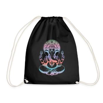 Ganesh Hindu God Ganesha Elephant Spiritual - Drawstring Bag - black - Front