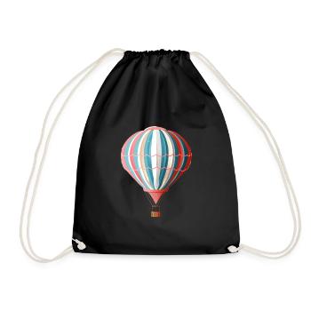Bunte Heißluftballon Abenteuer Grafik - Turnbeutel - Schwarz - Vorne