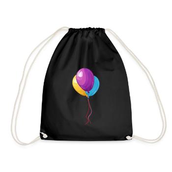 Colorful Balloons Celebration Whimsy Motif - Drawstring Bag - black - Front